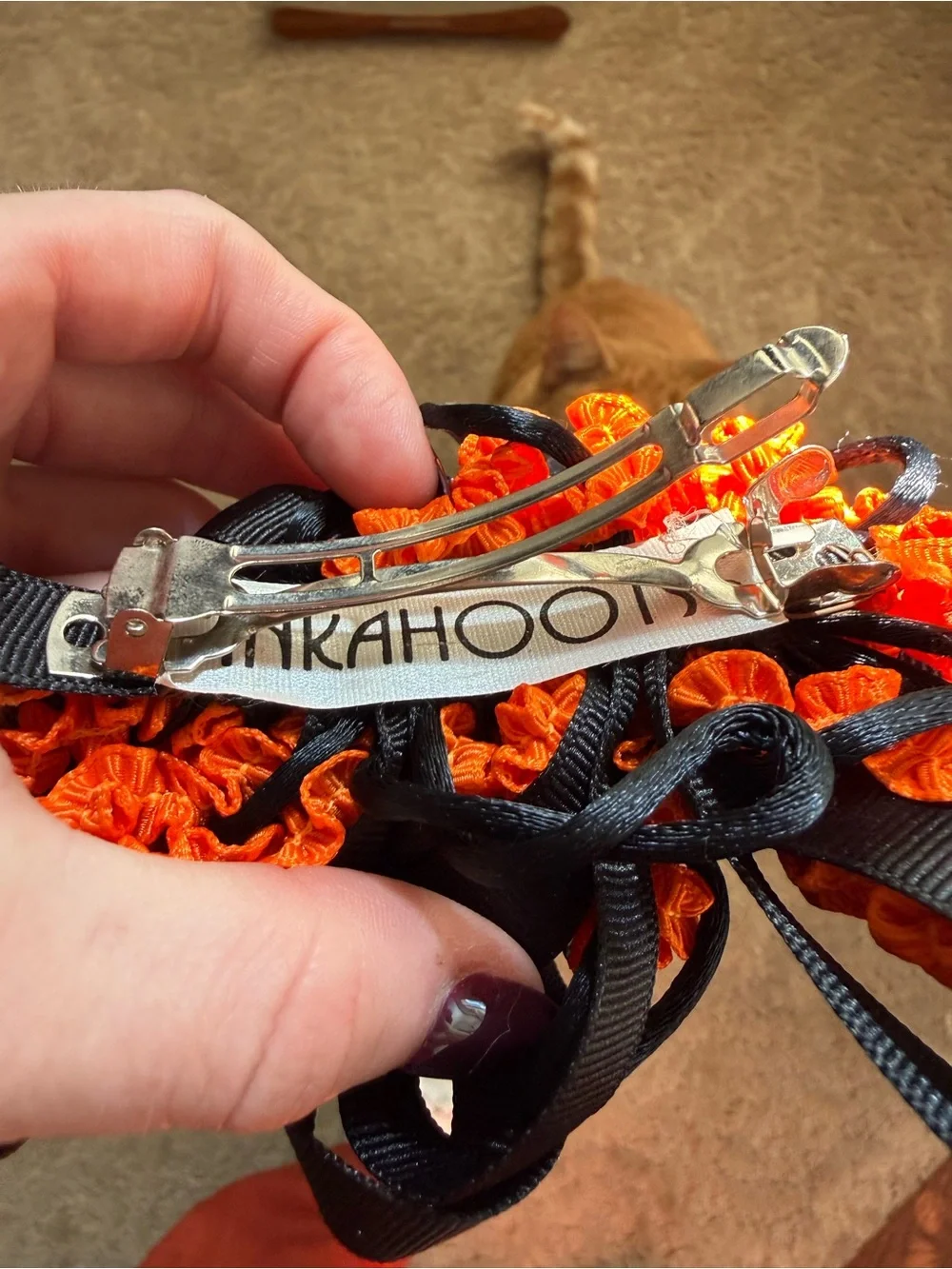 Kids Halloween Black and Orange Hair Bow